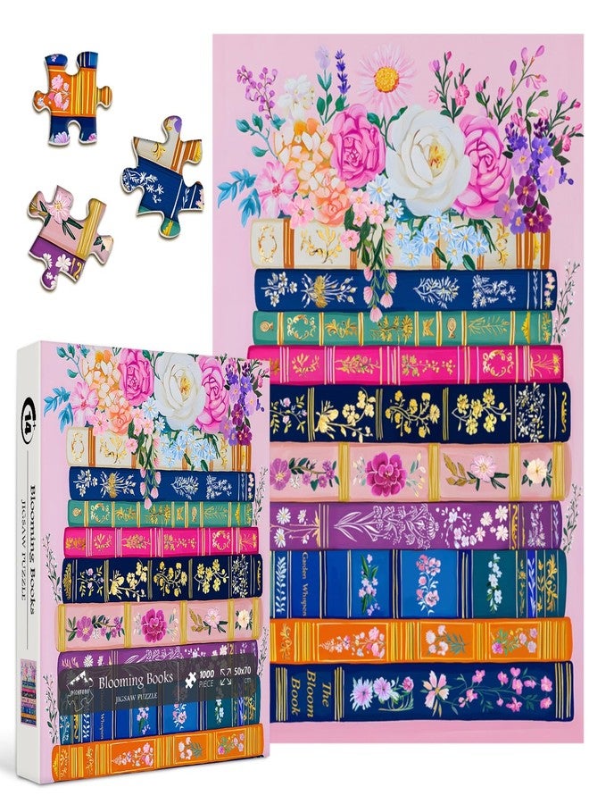 PICKFORU Colorful Flower Book Puzzles for Adults 1000 Piece, PICKFORU Wildflower Pages Jigsaw Puzzles Library, Impossible Spring Floral Art Theme for Book Lovers - Image 2